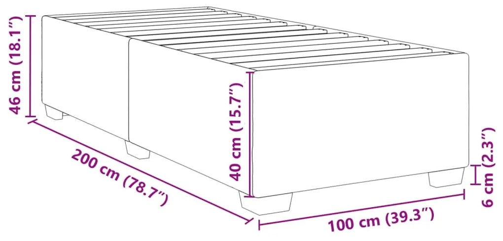 Estrutura de cama 100x200 cm tecido castanho-escuro