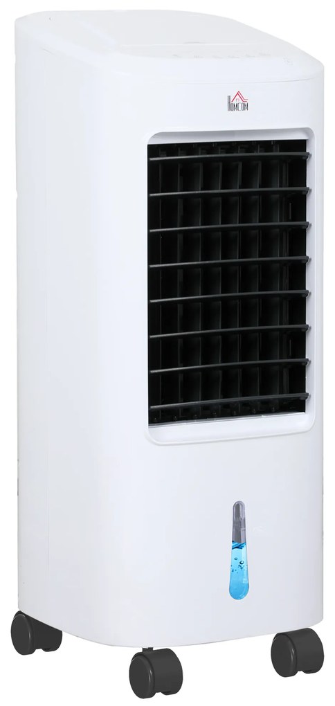 HOMCOM Climatizador de Ar 3 em 1 65 W Depósito de 7L Temporizador até 7,5H 3 Velocidades 3 Modos Oscilação 30x30,5x73,5 cm Branco