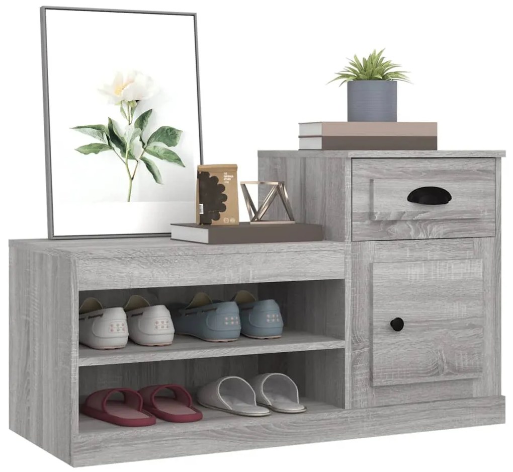 Sapateira 100x42x60 cm derivados de madeira cinzento sonoma