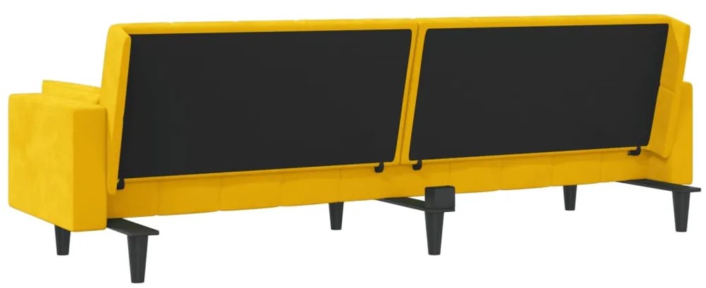 Sofá-cama 2 lugares com duas almofadas veludo amarelo