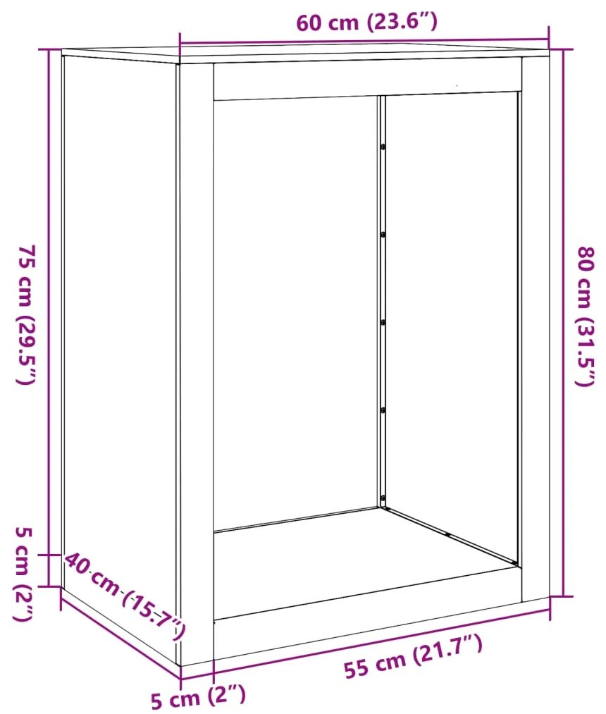 Rack Lenha 60x40x80 cm aço resistente às intempéries