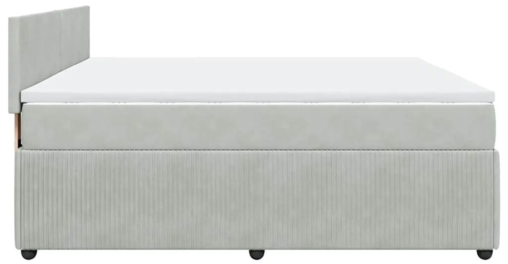 Cama com molas/colchão 200x200 cm veludo cinzento-claro