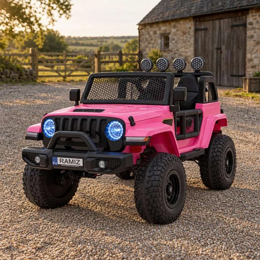 Jipe elétrico para Crianças OFF-ROAD 3.0 12V 4x4 Rodas Espuma EVA, Assento couro ecológico Rosa