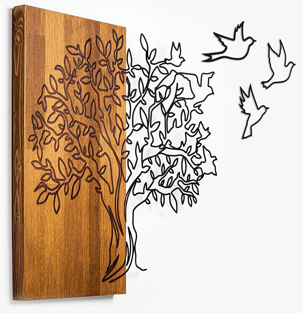 Acessório Decorativo de Parede Ma-391 – Nogueira e Preto – 61 x 58 cm