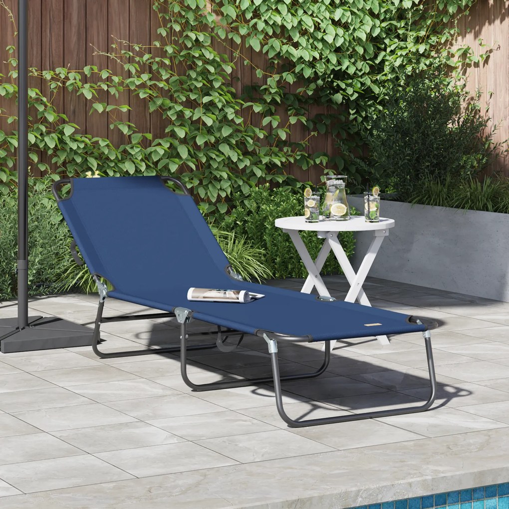 vidaXL Espreguiçadeira Dobrável Portátil Azul 600D Tecido Oxford