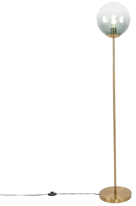 Candeeiro de pé Art Déco em latão com vidro verde - Pallon Art Deco