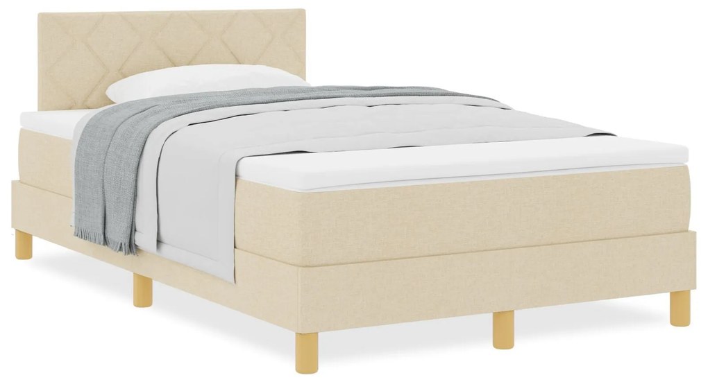 Cama Box com Molas com Colchão Creme 120x200 cm Tecido