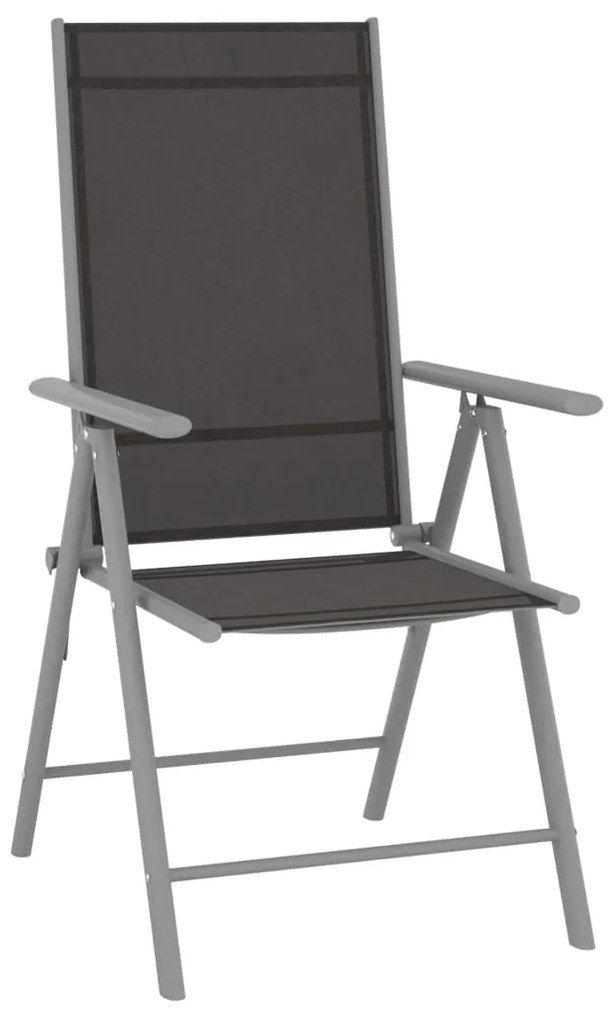 Cadeiras de jardim dobráveis 2 pcs textilene preto