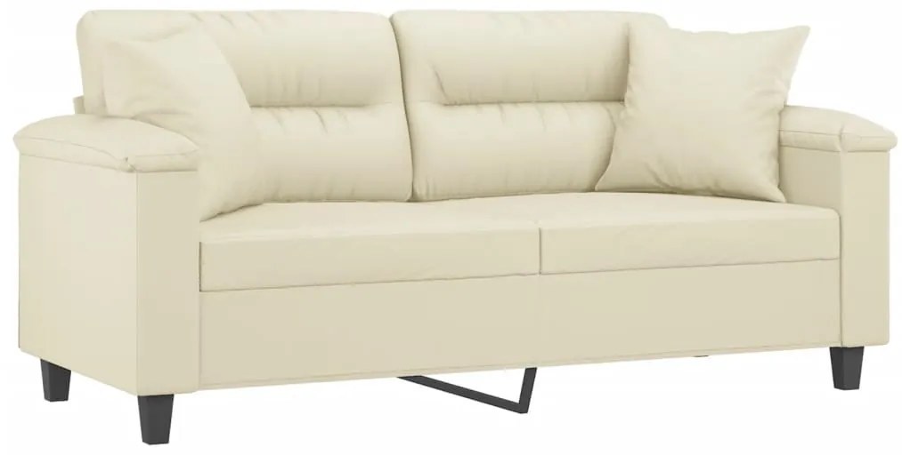 Sofá 2 lugares + almofadas decorativas 140cm couro artif. creme