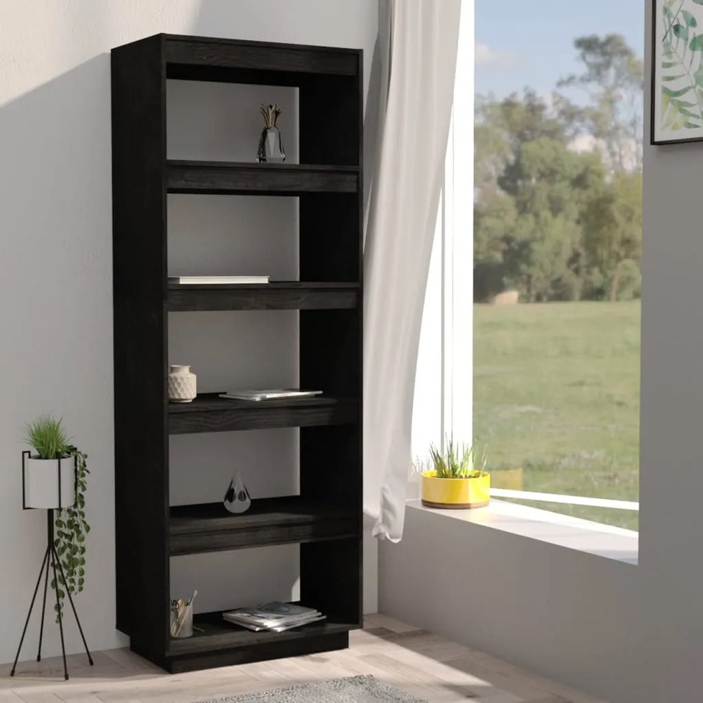 Estante/divisória 60x35x167 cm pinho maciço preto