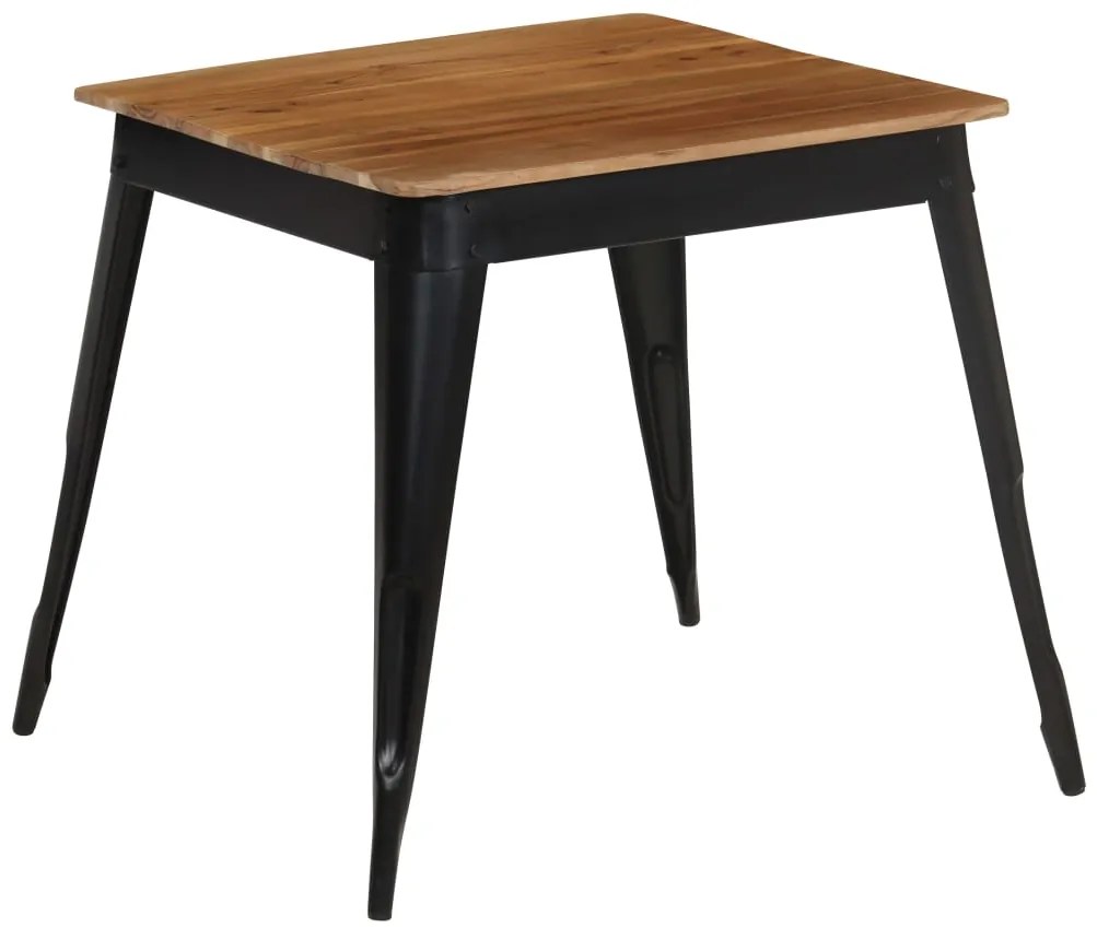 Mesa de jantar madeira de acácia maciça e aço 75x75x76 cm