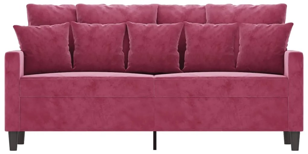 Sofá de 2 lugares veludo 140 cm vermelho tinto