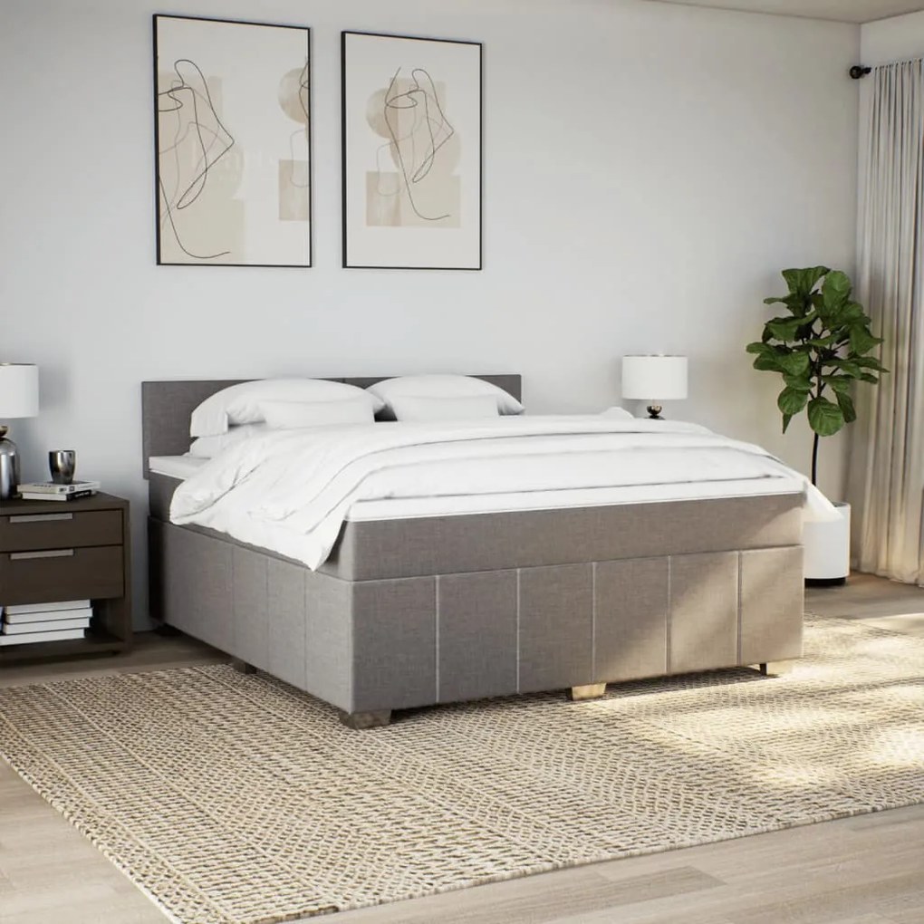 Cama com molas/colchão 180x200 cm tecido castanho-acinzentado