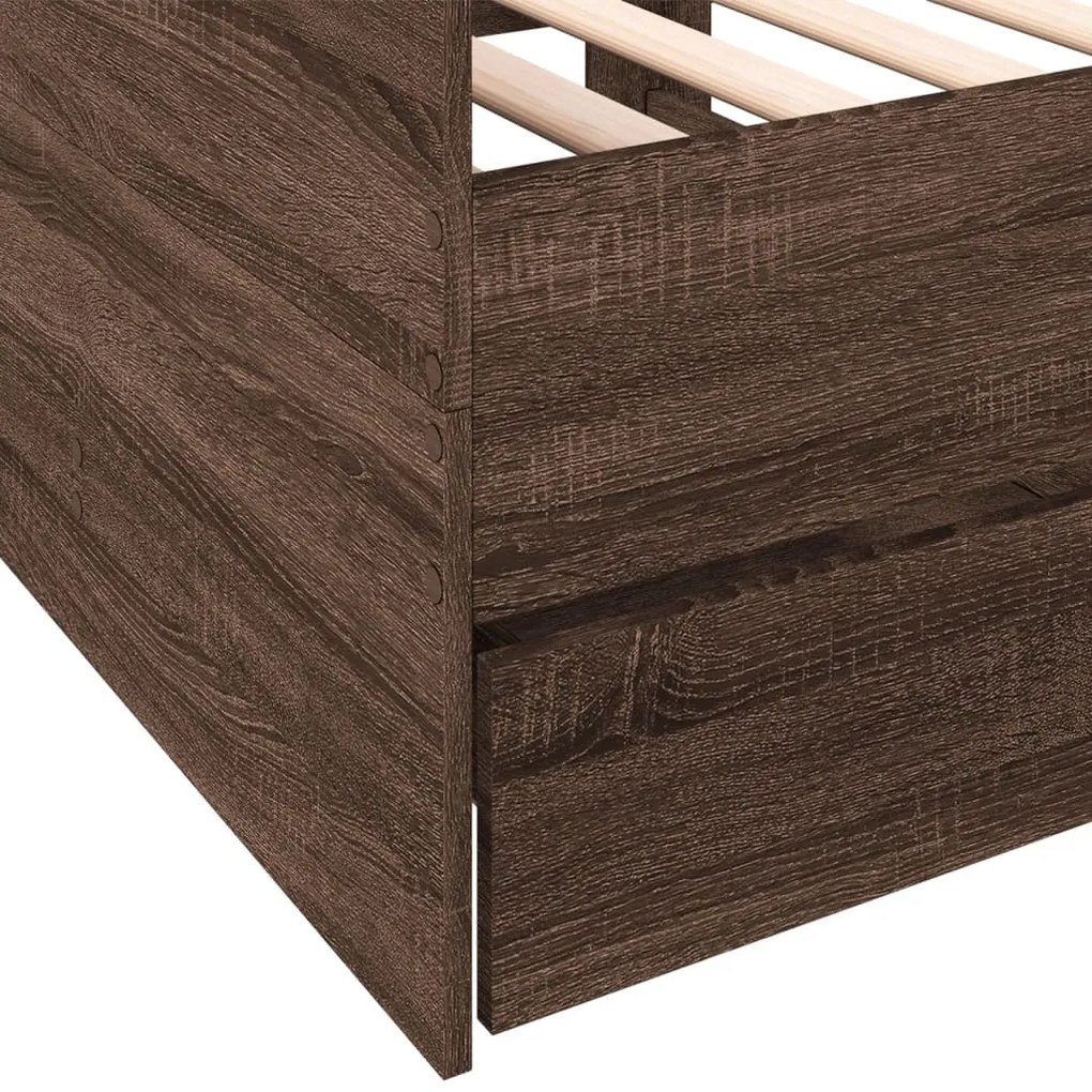 Sofá-cama com gavetas sem colchão 75x190 cm carvalho castanho