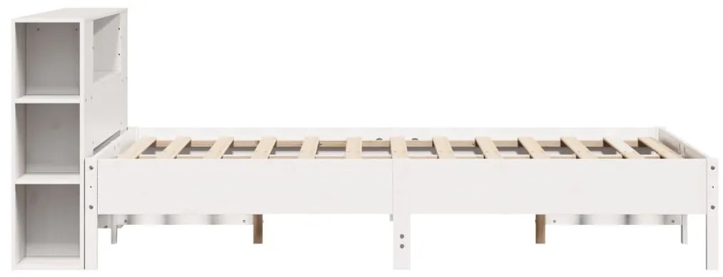 Cama com estante sem colchão 140x200 cm pinho maciço branco