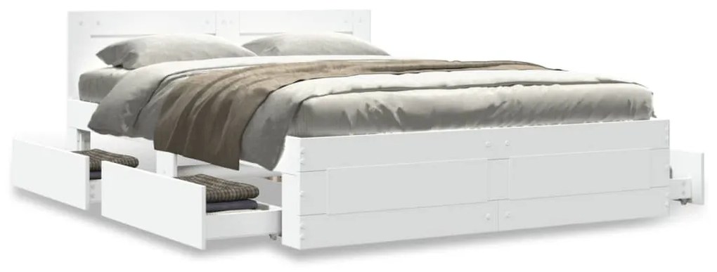 Estrutura de cama c/ cabeceira sem colchão 120x200 cm branco