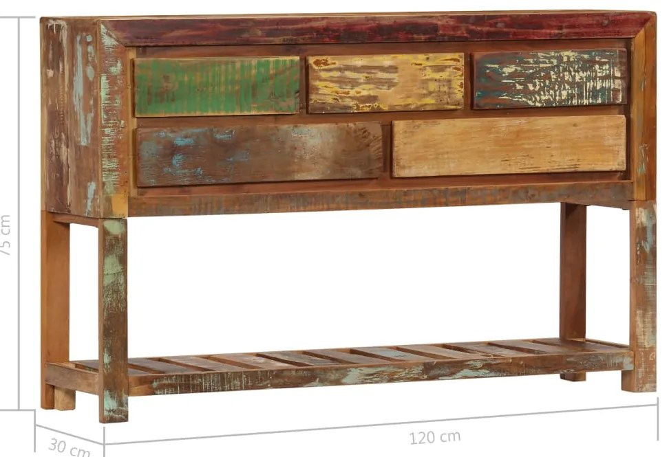 Aparador 120x30x75 cm madeira recuperada maciça