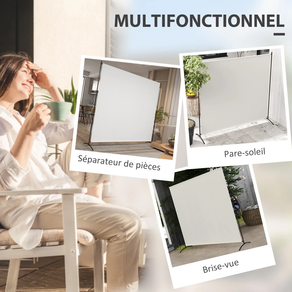 Biombo de exterior de painel único, divisória de 180 cm de altura com proteção UV30+, bege