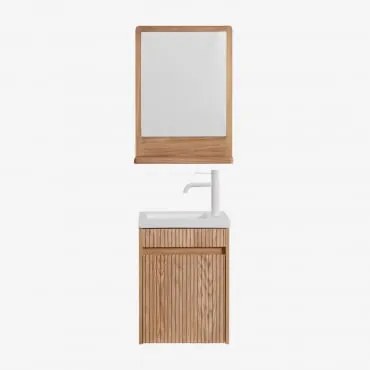 Conjunto De Móvel De Casa De Banho Em Madeira Com Lavatório Integrado Narek Castanho Fresno & Madeira Retangular 50x70 Cm Mazure & - Sklum