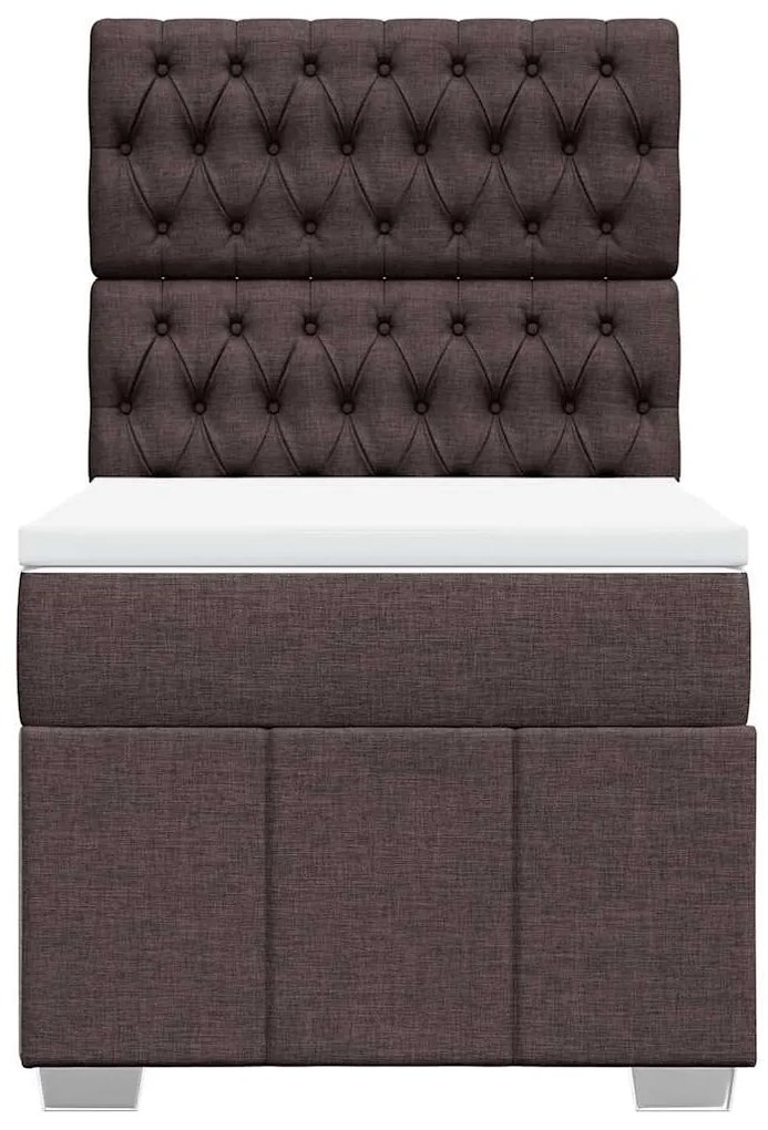 Cama com molas/colchão 90x200 cm tecido castanho-escuro