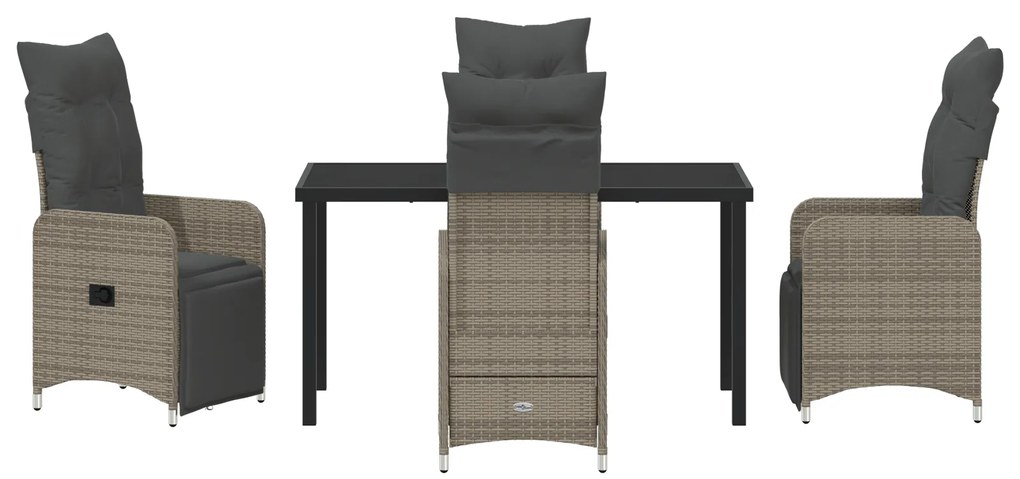 Conjunto de Jantar Jardim 5 Peças com Almofadas Cinza Rattan Poliéster