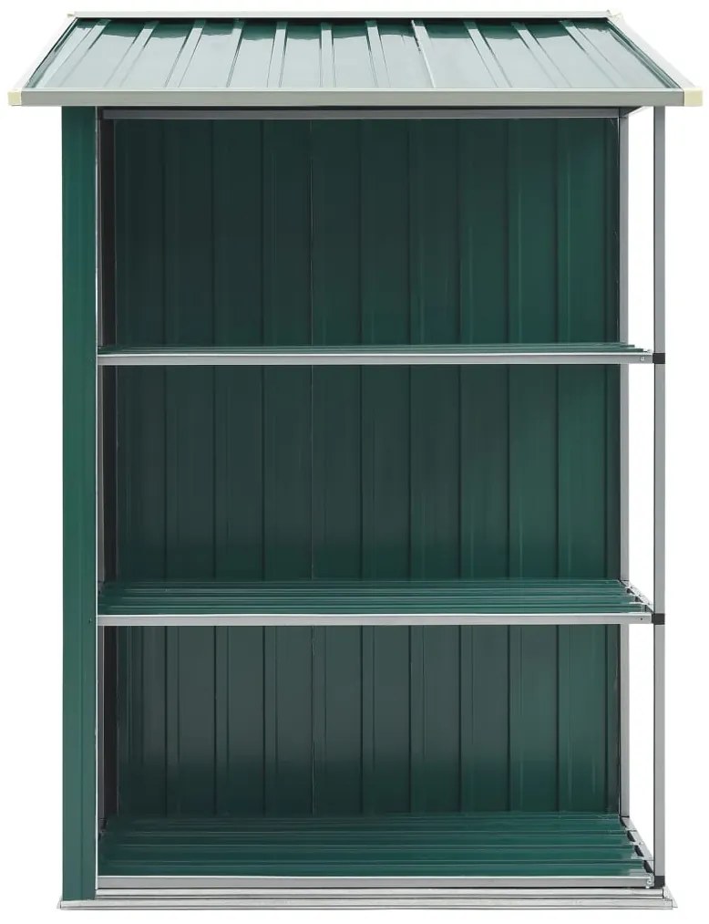 Abrigo de jardim c/ prateleiras 205x130x183 cm ferro verde