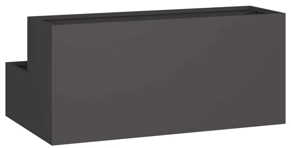 Vaso de Jardim - 2 Camadas Preto em Aço, 100x60x45 cm