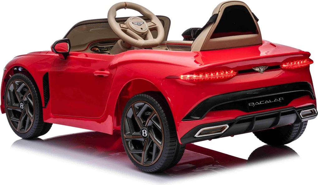 Carro elétrico para crianças Bentley Bacalar 12V, portas que se abrem para cima, controlo remoto 2,4 GHz, luzes LED, entrada USB/AUX, suspensão, bater