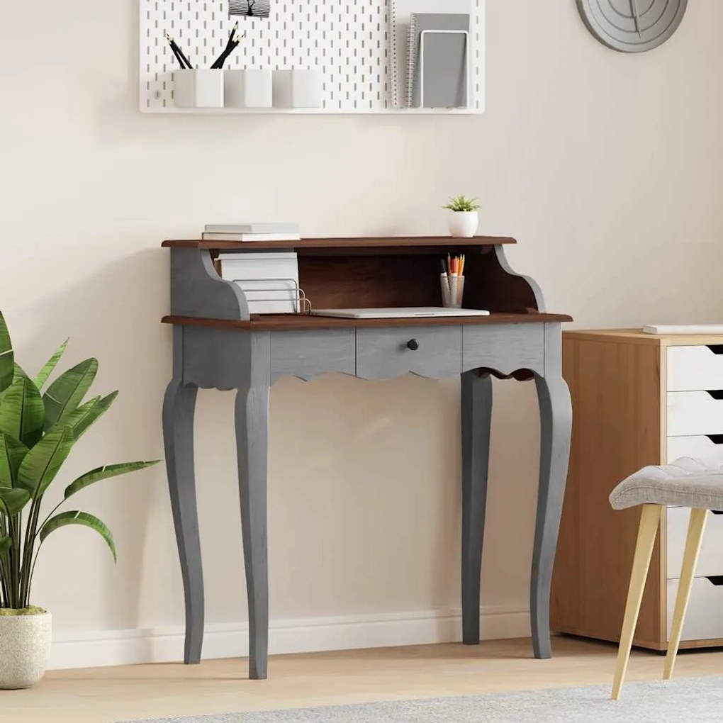 vidaXL Secretária madeira de mogno maciça 80x40x92 cm