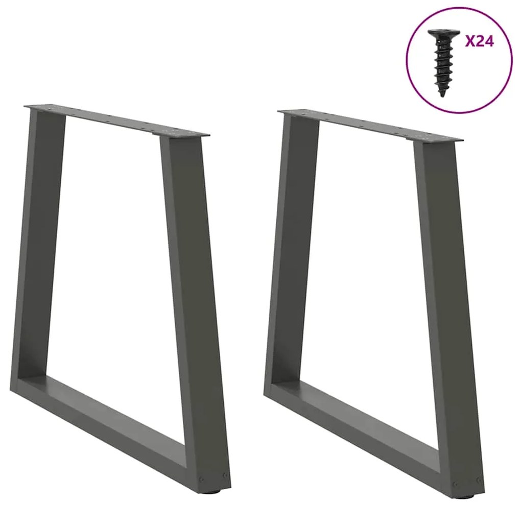 Pés para mesa de jantar em V, 2 peças, antracite, 70x(72-73,3) cm, aço