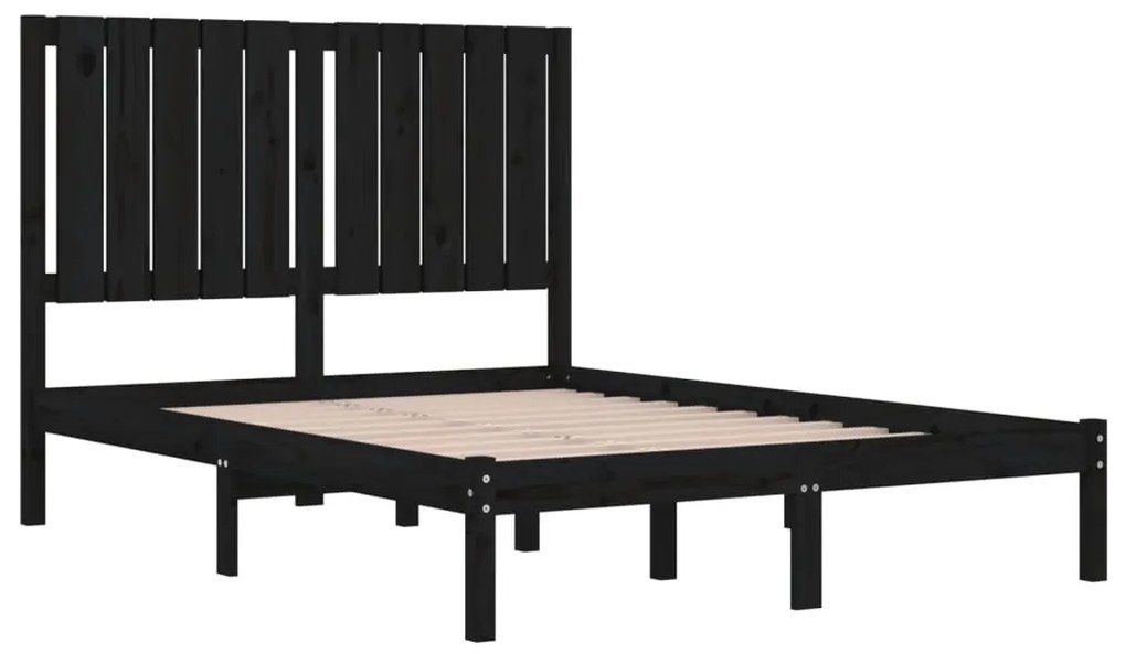 Estrutura cama dupla pequena 120x190 cm madeira maciça preto