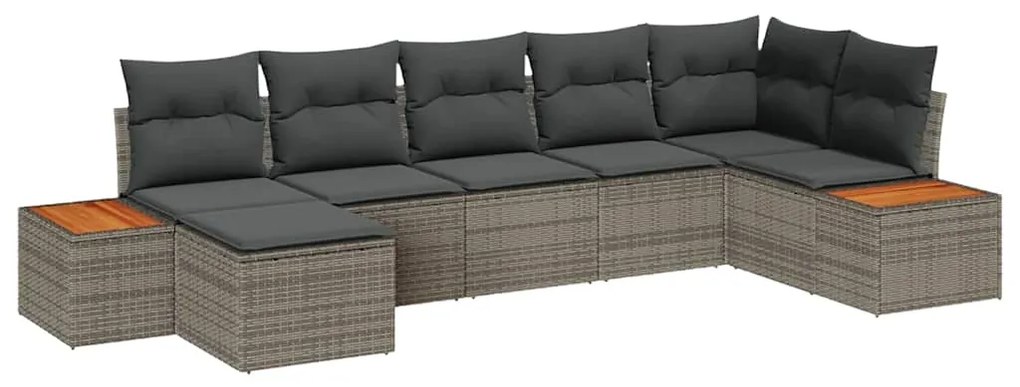 Conjunto de Sofás de Jardim de 7 Peças com Almofadas de Polyrattan Cin