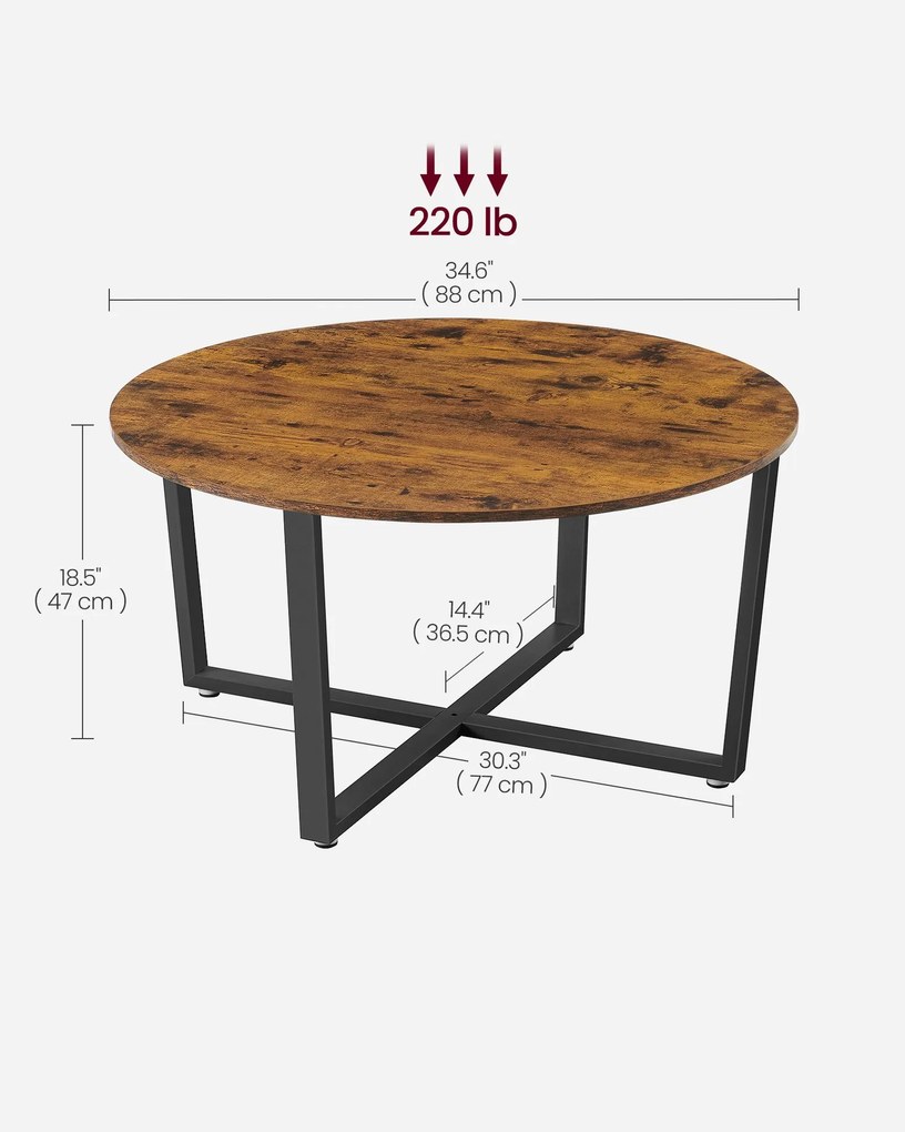 Mesa de centro redonda 88 x 88 x 47 cm Castanho Vintage