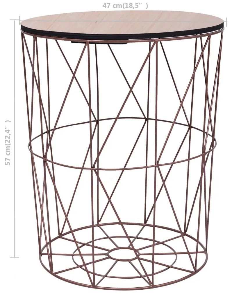 Mesa de centro Ø 47 cm cor cobre