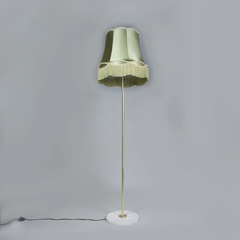 Candeeiro de pé retro em latão com abajur Granny verde 45 cm - Kaso Retro