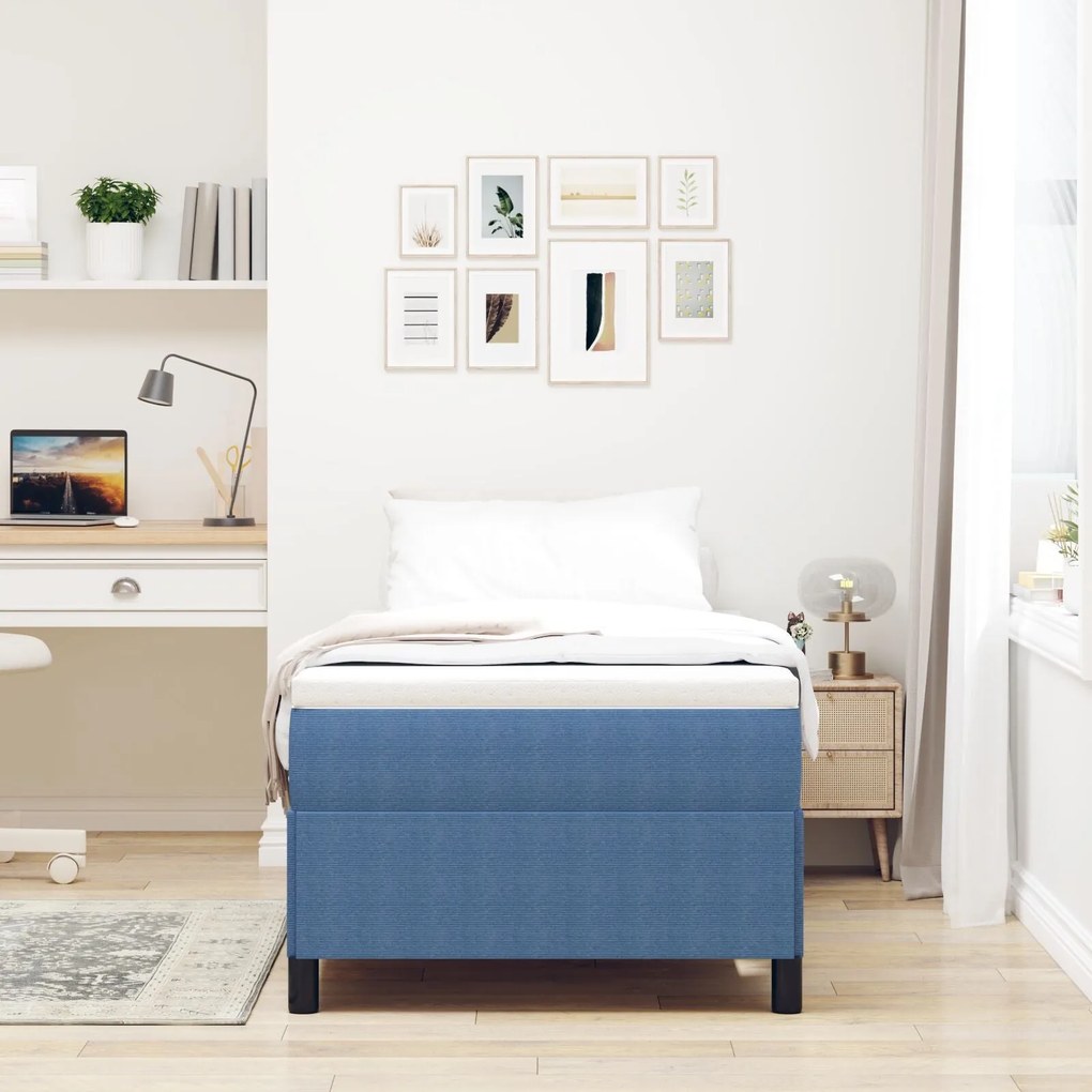 Estrutura de Cama vidaXL Azul 90x190 cm em Tecido Corduroy