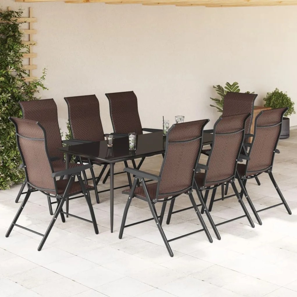 Cadeiras de jardim dobráveis 8 pcs vime PE castanho