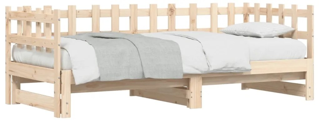 Sofá-cama de puxar 2x(90x200) cm madeira de pinho maciça