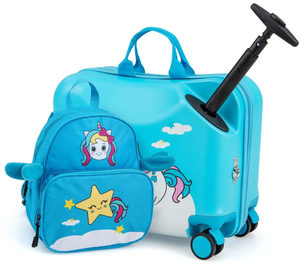 Conjunto de malas de viagem para crianças de 2 peças Mala de viagem de 2 peças e mochila com rodas Casco duro à prova de água Saco de viagem com rodas