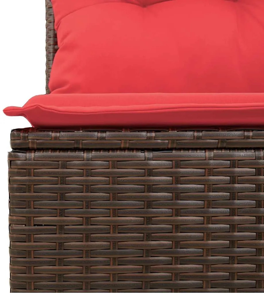6 pcs conjunto de sofás jardim c/ almofadões vime PE castanho