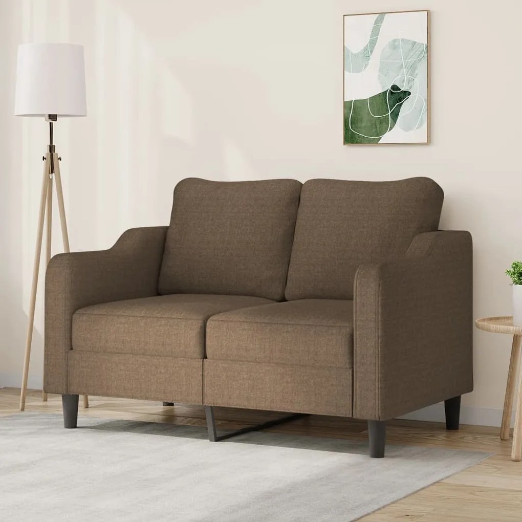 348940 vidaXL Sofá de 2 lugares tecido 120 cm castanho