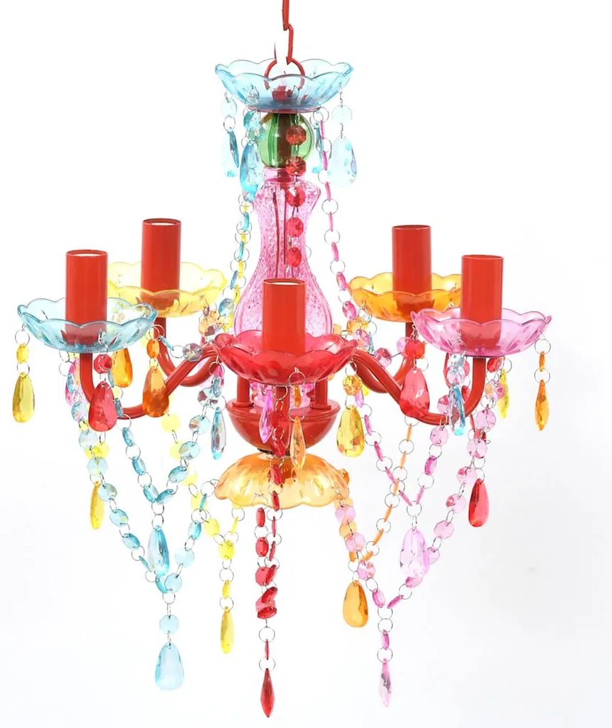 Lustre multicolor com 5 bulbos