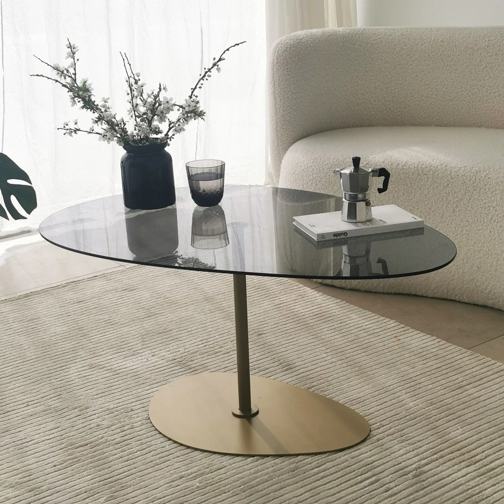Mesa de Centro Porto – Cinzento Escuro e Dourado – 90 x 40 x 60 cm