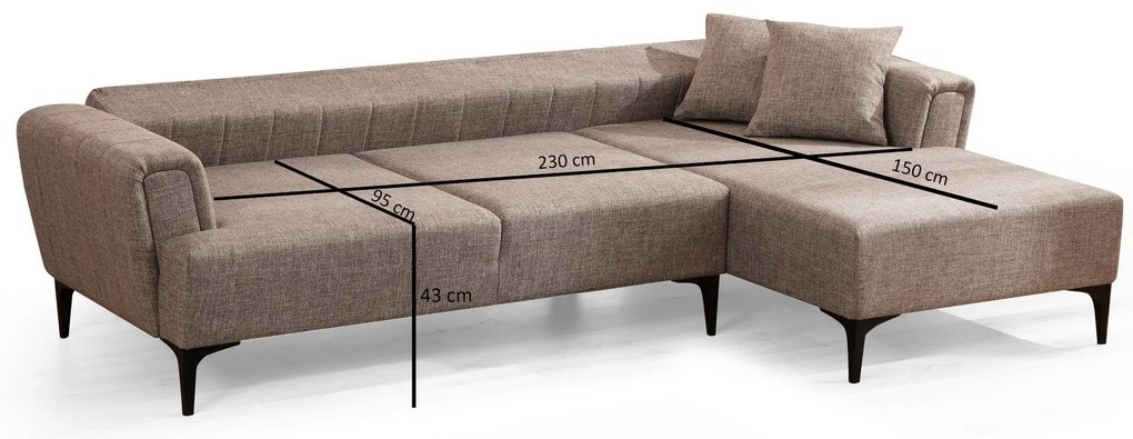 Sofá-Cama de Canto Hamlet – Castanho Claro – 270x140 cm