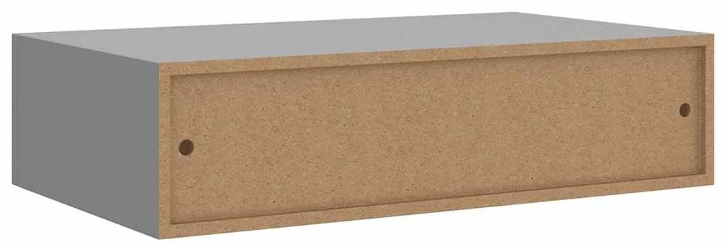 Prateleira de parede com gaveta MDF 40x23,5x10 cm cinzento