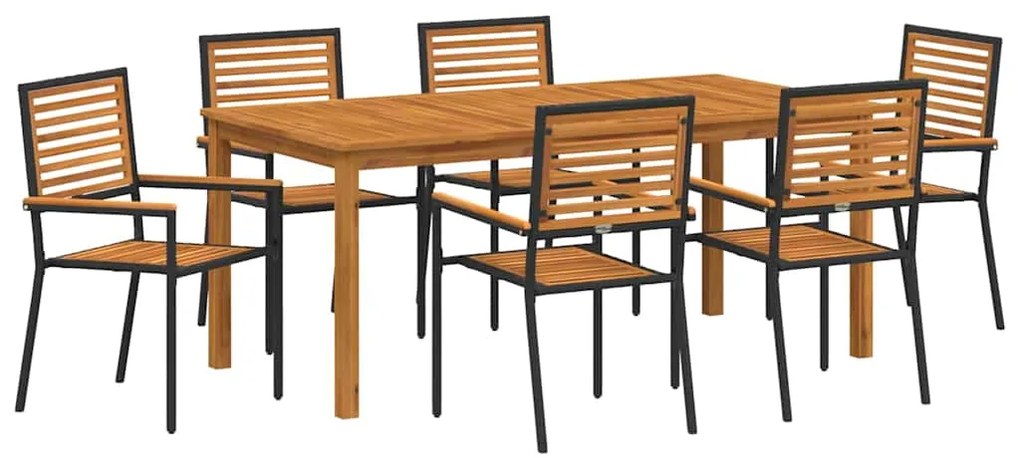 Conjunto de Jantar para Jardim 7 pcs Preto 180 x 90 x 75 cm