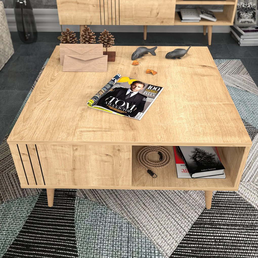 Mesa de Centro Ronas – Carvalho – 89,6x89,6x46,5 cm