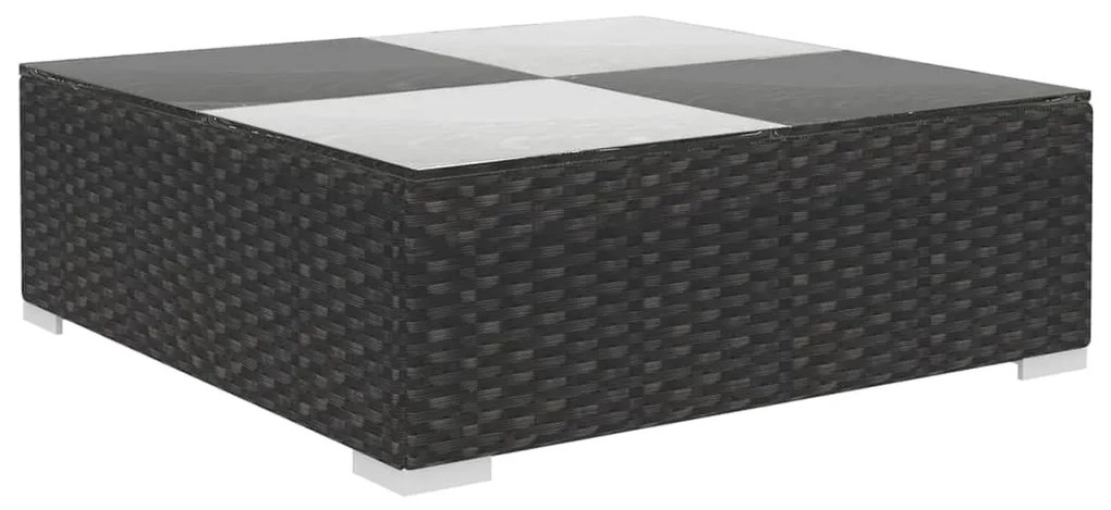 6 pcs conjunto lounge de jardim c/ almofadões vime PE preto