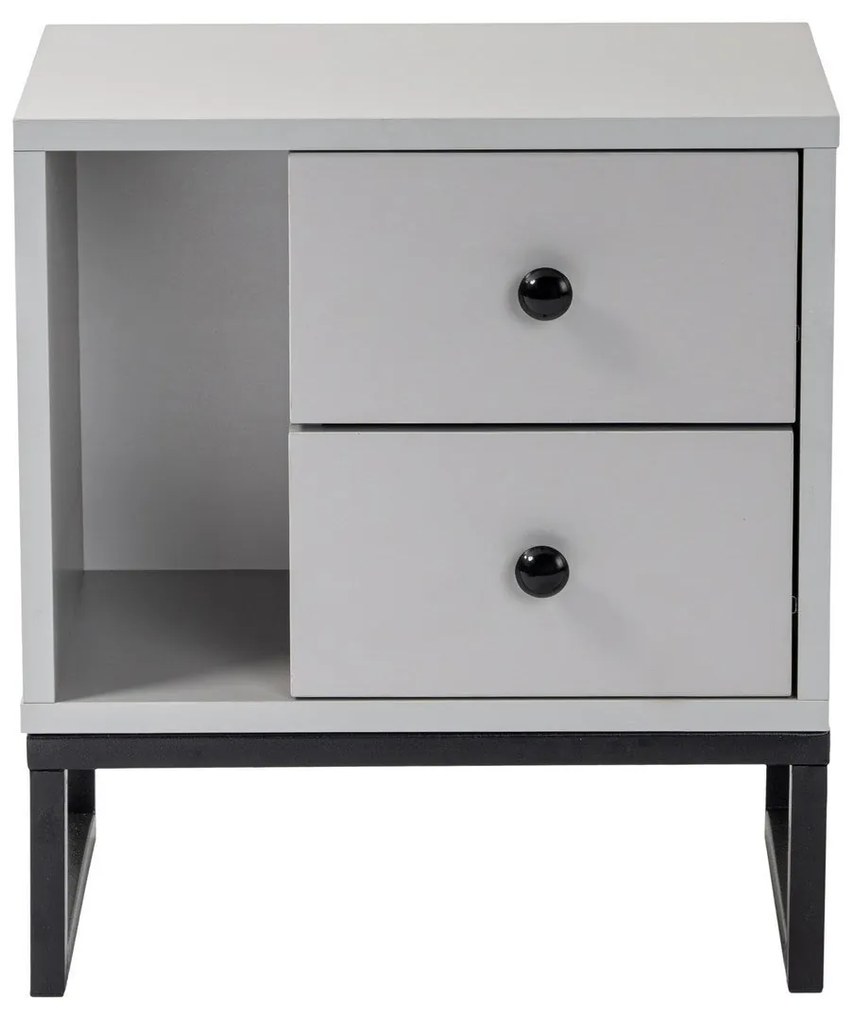 Mesa de Cabeceira "Glimmer" – Cinzento e Preto, 45,2x29,5x50 cm, Desig