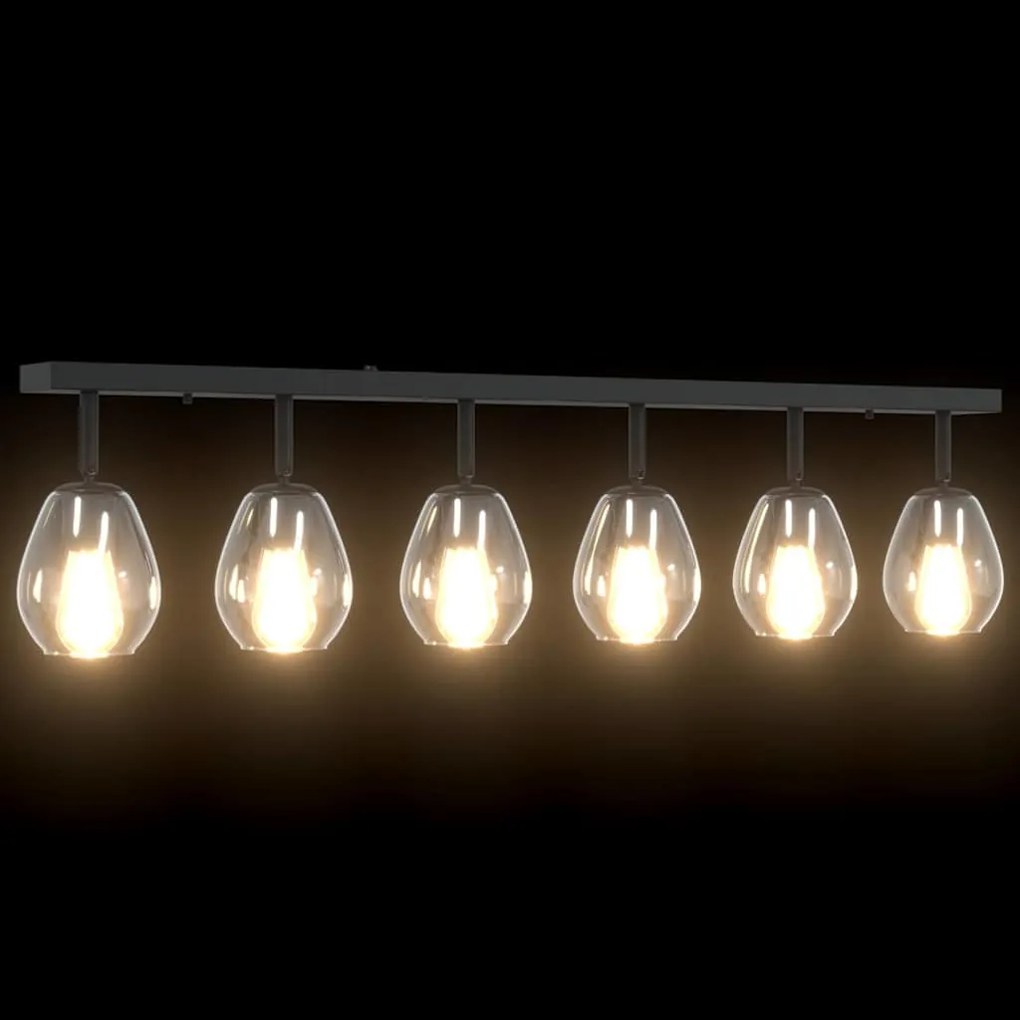 Luz de Teto com Abajur de Vidro Ajustável em Antracite E27